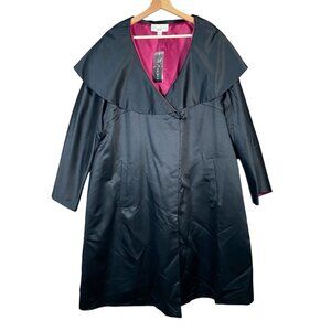 Janie Bryant MOD Reversible Satin Swing Coat 1X Mad Men Retro Oversized Collar